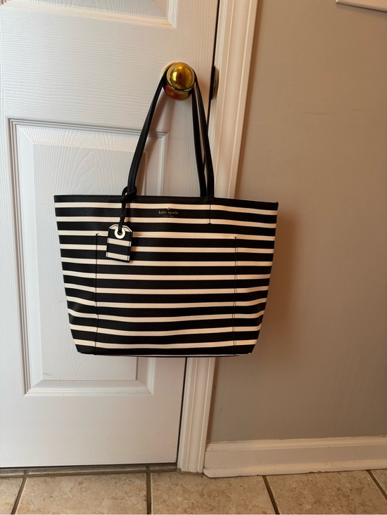 kate spade Handbags - kate spade Black and White Striped Leather Tote